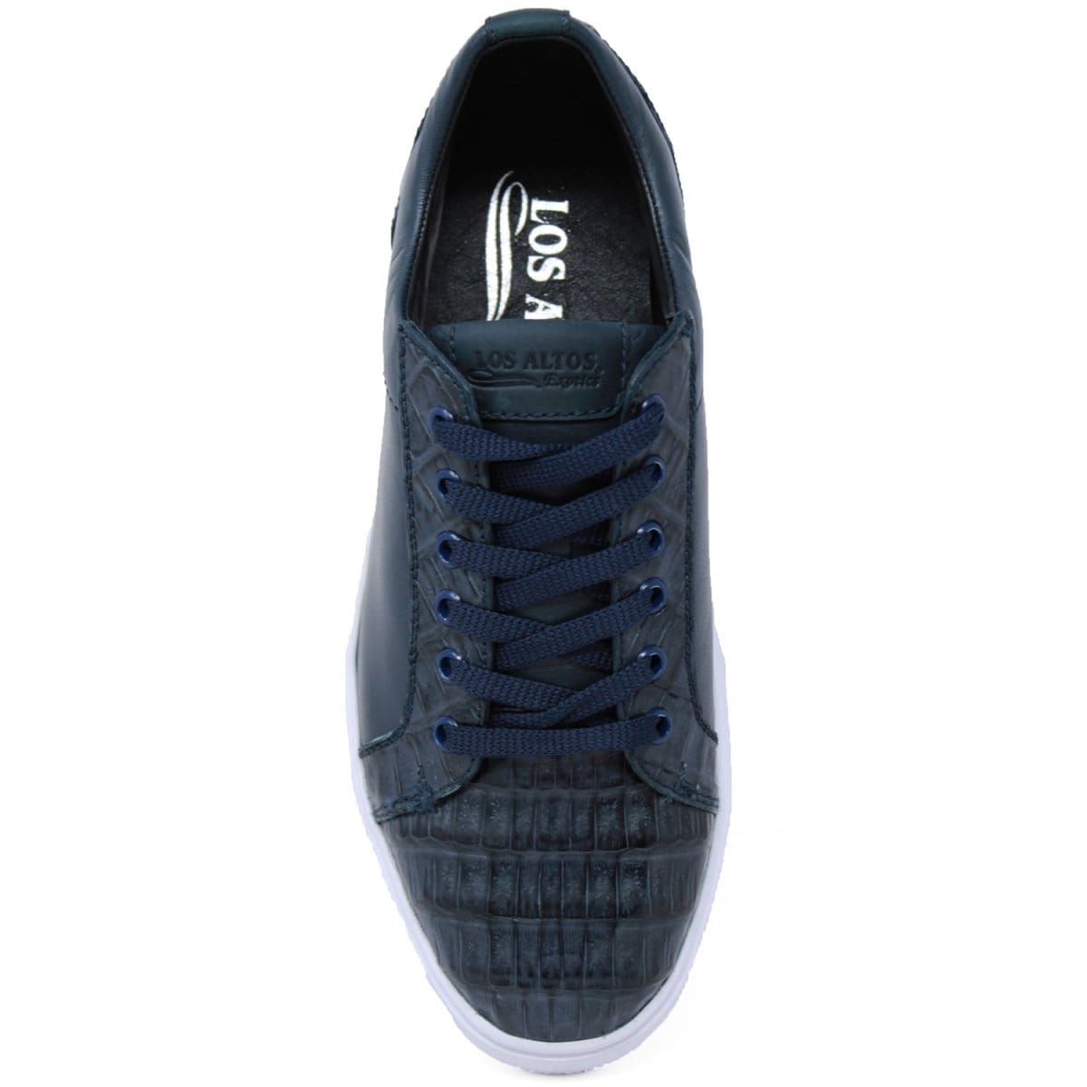 Men's Genuine Caiman Belly Skin and Leather Sneaker Casual Shoes Navy Color - Los Altos Boots