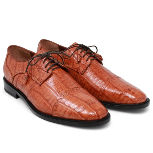Men's Genuine Caiman Belly Skin Dress Shoes Cognac Color - Los Altos Boots