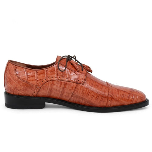 Men's Genuine Caiman Belly Skin Dress Shoes Cognac Color - Los Altos Boots