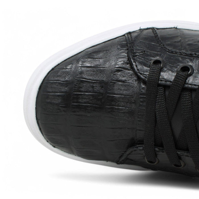 Men's Genuine Caiman Belly Skin Sneaker Casual Shoes Black Color - Los Altos Boots