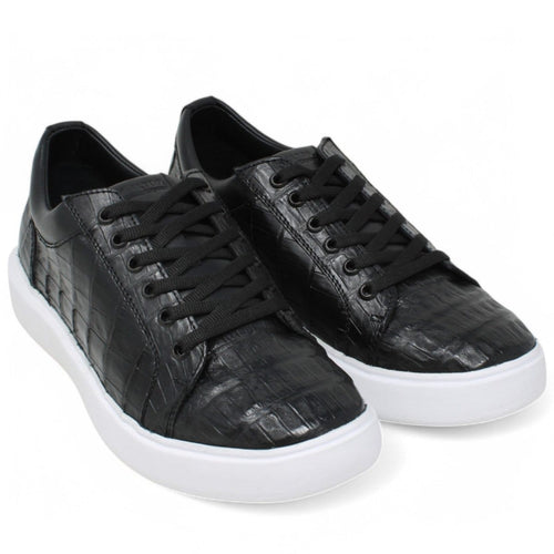 Men's Genuine Caiman Belly Skin Sneaker Casual Shoes Black Color - Los Altos Boots
