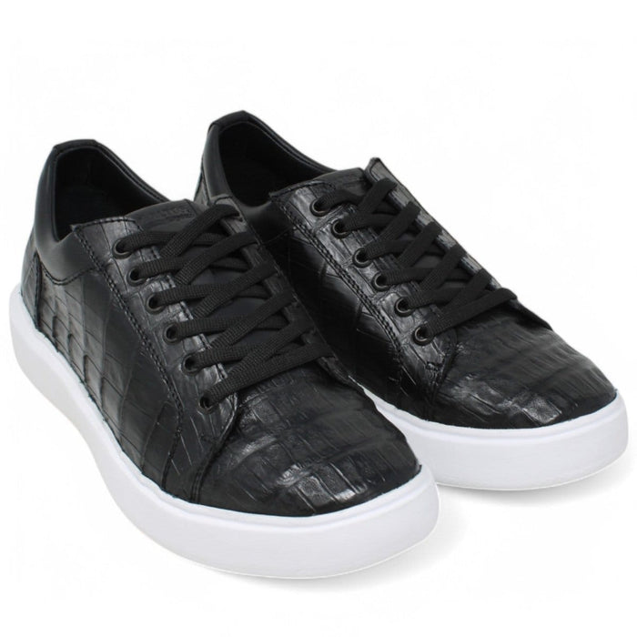 Men's Genuine Caiman Belly Skin Sneaker Casual Shoes Black Color - Los Altos Boots