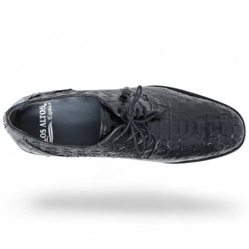 Men's Genuine Caiman Hornback Skin Dress Shoes Black Color - Los Altos Boots