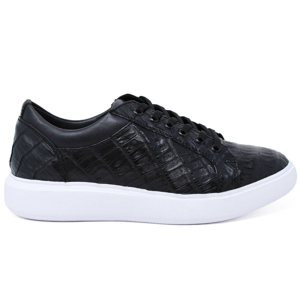 Men's Genuine Caiman Belly Skin Sneaker Casual Shoes Black Color - Los Altos Boots