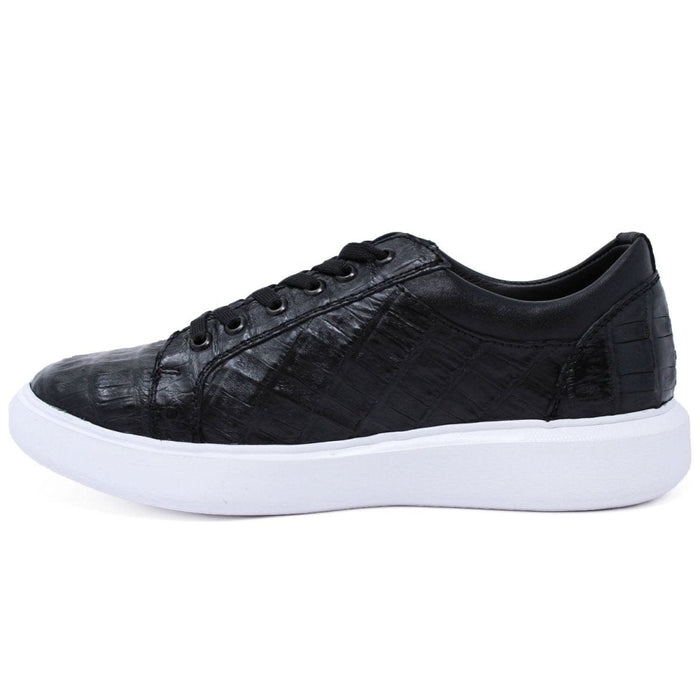 Men's Genuine Caiman Belly Skin Sneaker Casual Shoes Black Color - Los Altos Boots