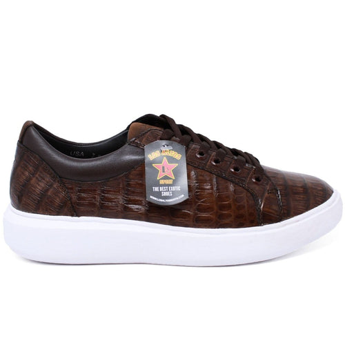 Men's Genuine Caiman Belly Skin Sneaker Casual Shoes Brown Color - Los Altos Boots