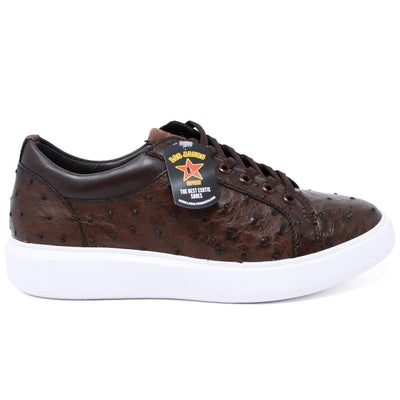 Men's Genuine Ostrich Skin Sneaker Casual Shoes Brown Color - Los Altos Boots