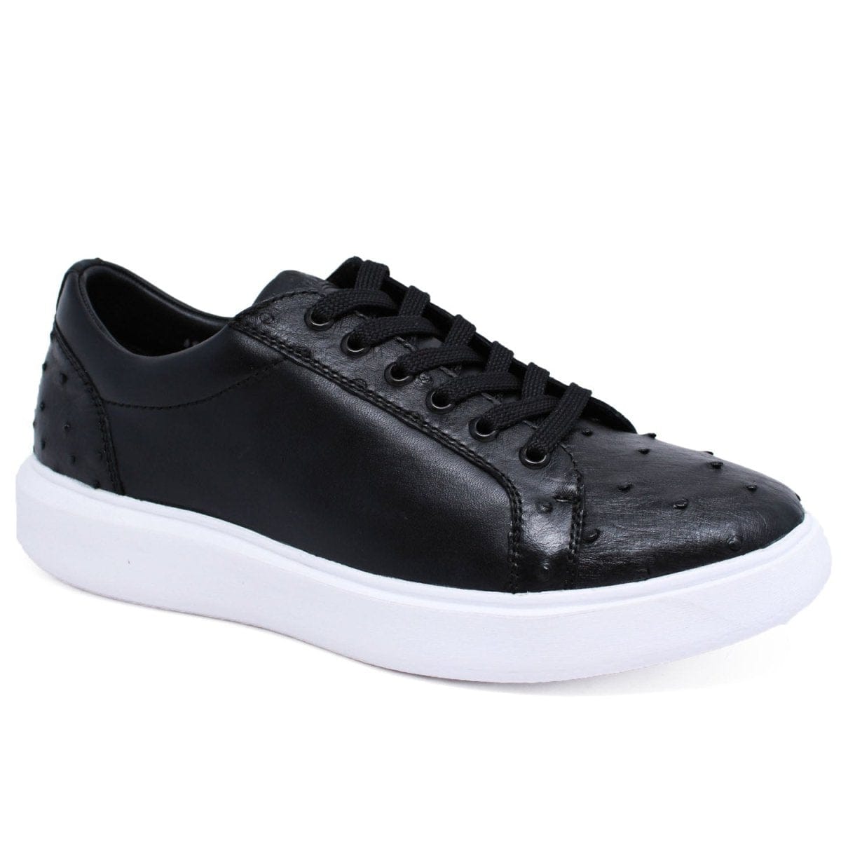 Men's Genuine Ostrich Skin and Leather Sneaker Casual Shoes Black Color - Los Altos Boots – SuitUSA