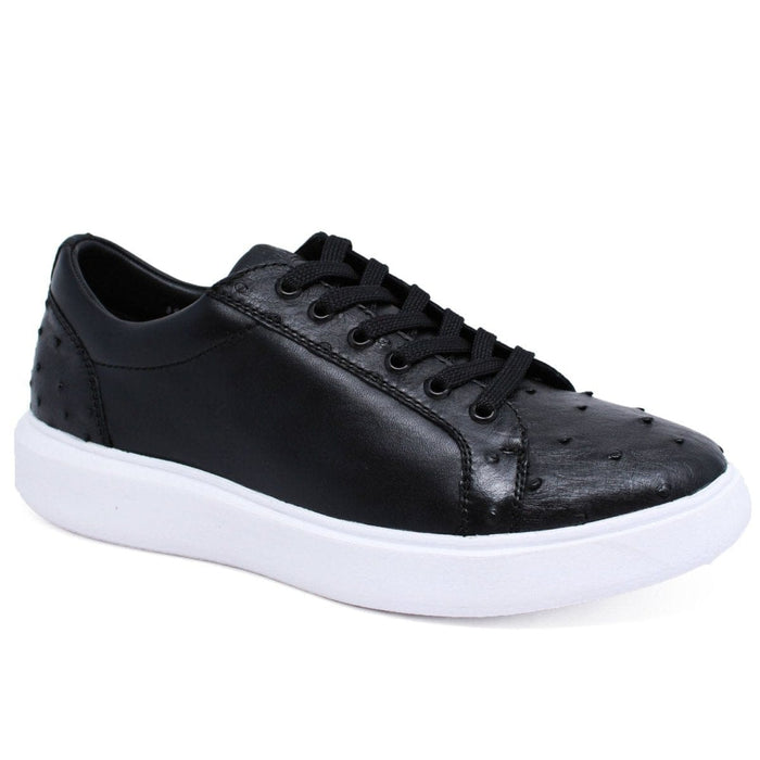 Men's Genuine Ostrich Skin and Leather Sneaker Casual Shoes Black Color - Los Altos Boots