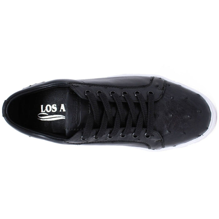 Men's Genuine Ostrich Skin and Leather Sneaker Casual Shoes Black Color - Los Altos Boots