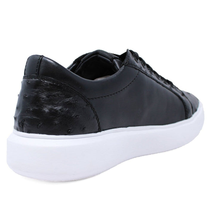 Men's Genuine Ostrich Skin and Leather Sneaker Casual Shoes Black Color - Los Altos Boots