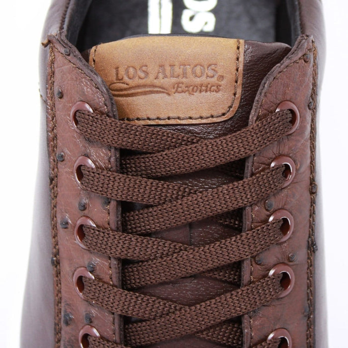 Men's Genuine Ostrich Skin and Leather Sneaker Casual Shoes Brown Color - Los Altos Boots