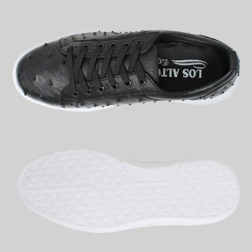 Men's Genuine Ostrich Skin Sneaker Casual Shoes Black Color - Los Altos Boots