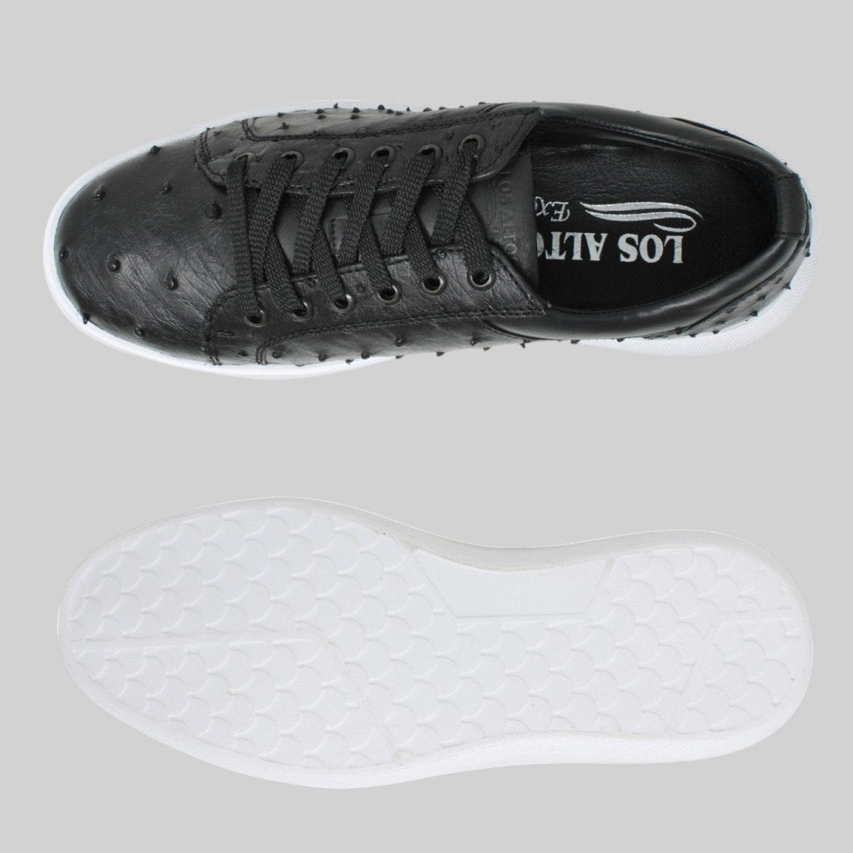Men's Genuine Ostrich Skin Sneaker Casual Shoes Black Color - Los Altos Boots