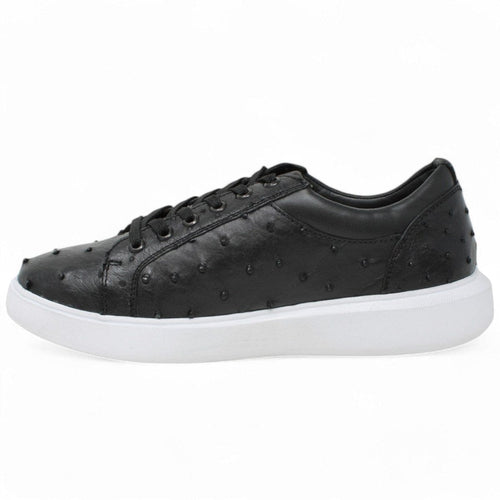 Men's Genuine Ostrich Skin Sneaker Casual Shoes Black Color - Los Altos Boots