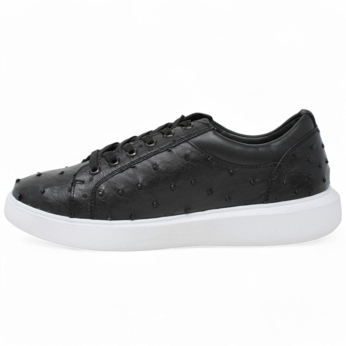 Men's Genuine Ostrich Skin Sneaker Casual Shoes Black Color - Los Altos Boots