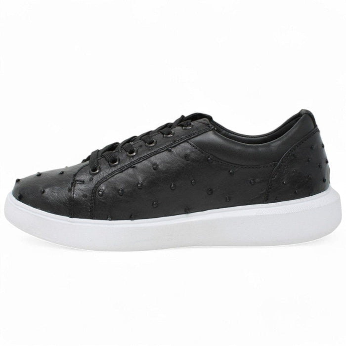 Men's Genuine Ostrich Skin Sneaker Casual Shoes Black Color - Los Altos Boots