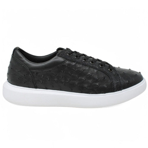 Men's Genuine Ostrich Skin Sneaker Casual Shoes Black Color - Los Altos Boots