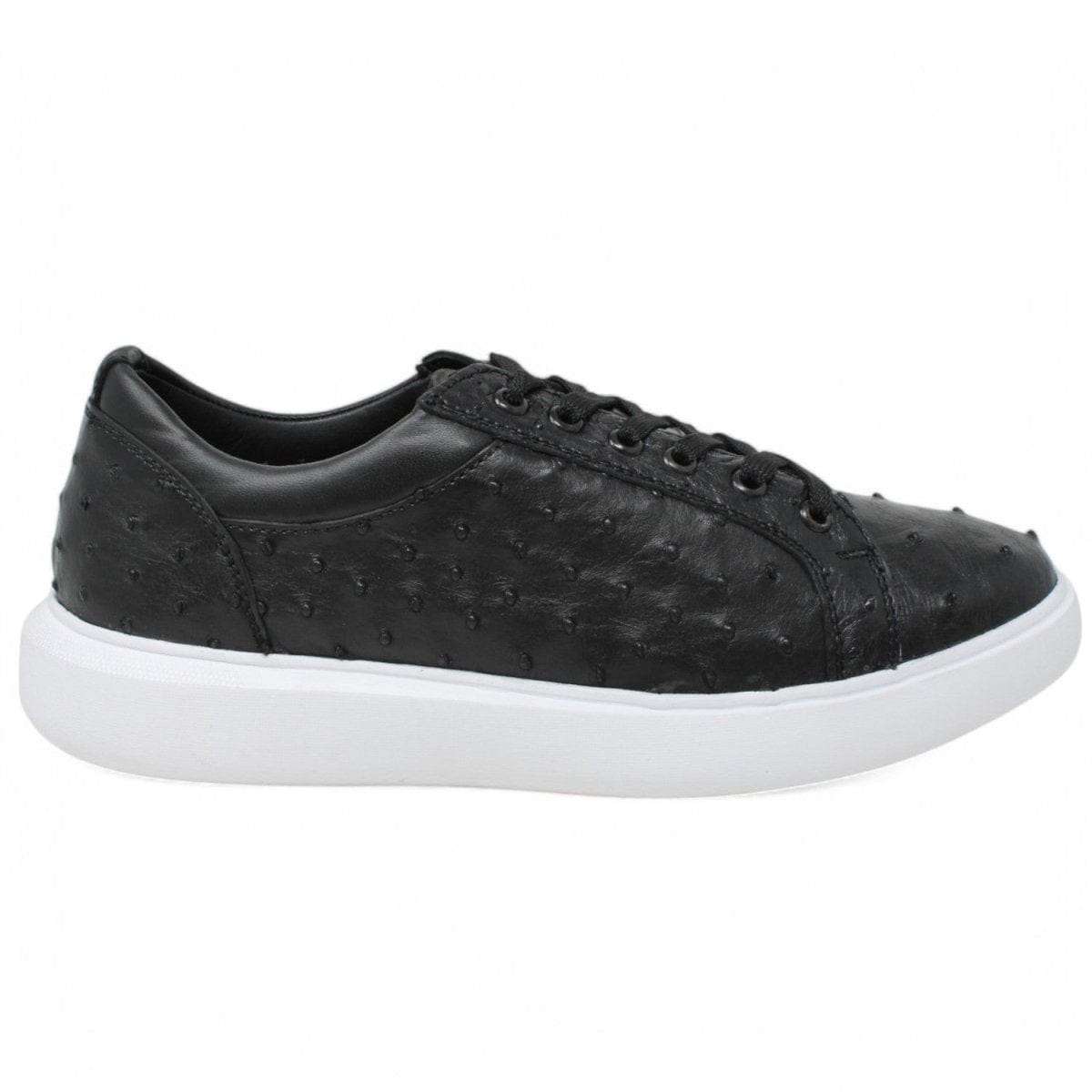 Men's Genuine Ostrich Skin Sneaker Casual Shoes Black Color - Los Altos Boots