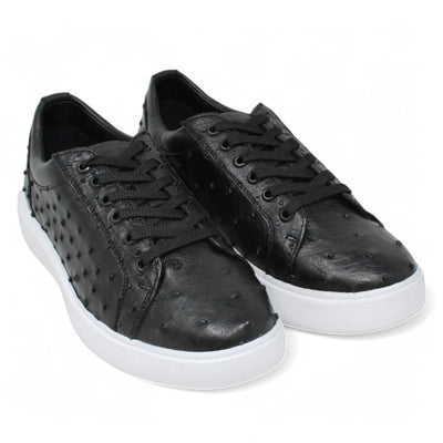 Men's Genuine Ostrich Skin Sneaker Casual Shoes Black Color - Los Altos Boots