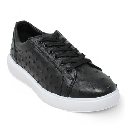 Men's Genuine Ostrich Skin Sneaker Casual Shoes Black Color - Los Altos Boots
