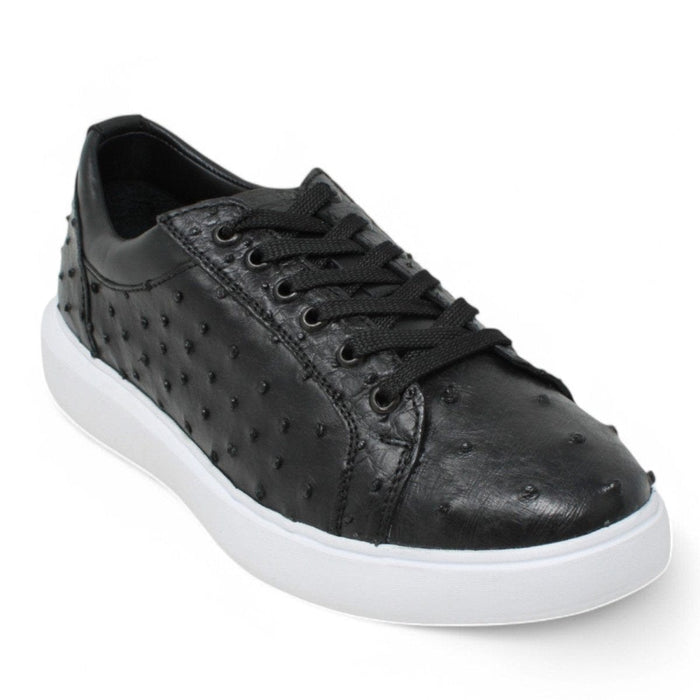 Men's Genuine Ostrich Skin Sneaker Casual Shoes Black Color - Los Altos Boots
