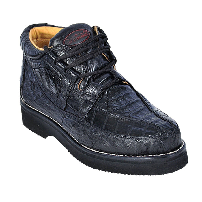 Men's Genuine Caiman and Ostrich Skin Casual Shoes Black Color - Los Altos Boots