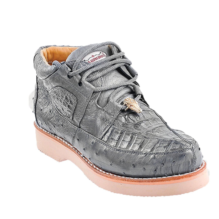 Men's Genuine Caiman and Ostrich Skin Casual Shoes Gray Color - Los Altos Boots
