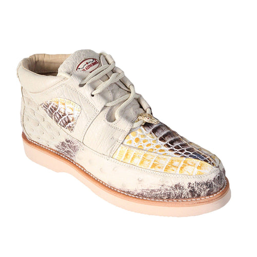 Men's Genuine Caiman and Ostrich Skin Casual Shoes Natural Color - Los Altos Boots