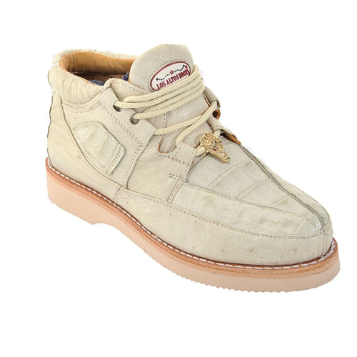 Men's Los Altos Caiman and Smooth Ostrich Skin Shoe ZA052804 - Winter White