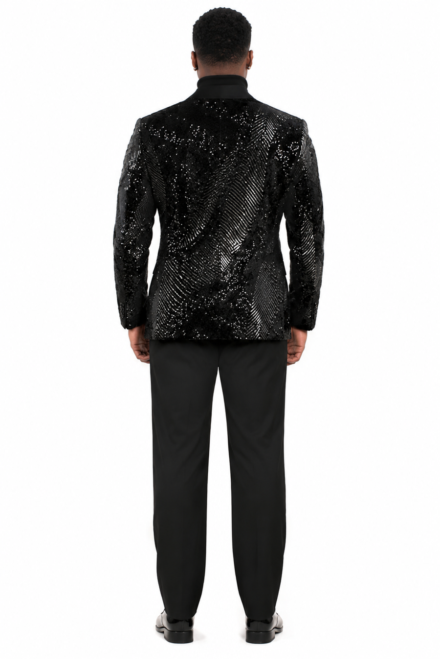 Mens Sequin Christmas Holiday Blazer – Luxury Party Jacket for New Year Jacket Sparkly Dinner Jacket in Color "Black"
