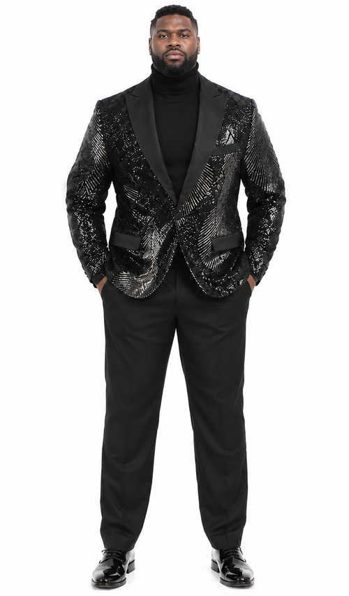 Mens Sequin Christmas Holiday Blazer – Luxury Party Jacket for New Year Jacket Sparkly Dinner Jacket in Color "Black"