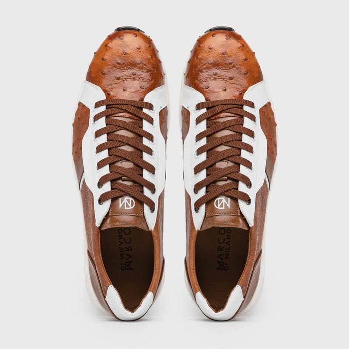 Marco Di Milano Lyon II: Brandy & White Leather Dress Shoe