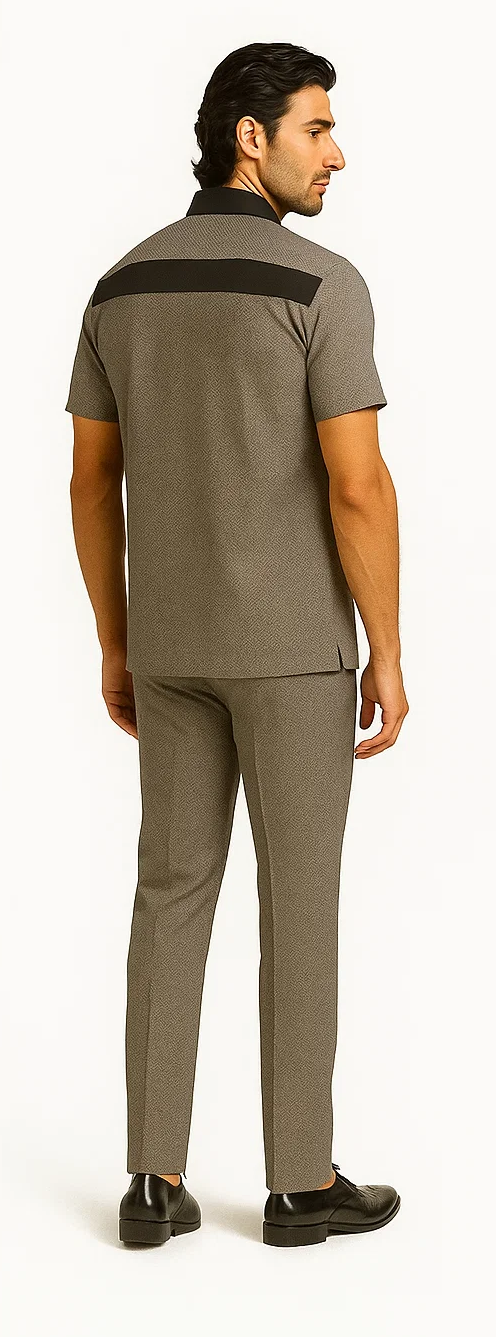 Mens Houndstooth Walking Suit by Dreams by Zacchi - 2 Piece Lei sure Set in brown/tan-$99