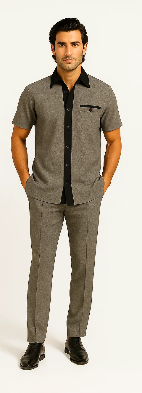 Mens Houndstooth Walking Suit by Dreams by Zacchi - 2 Piece Lei sure Set in brown/tan-$99