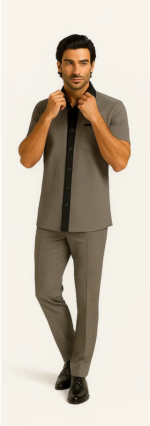 Mens Houndstooth Walking Suit by Dreams by Zacchi - 2 Piece Lei sure Set in brown/tan-$99
