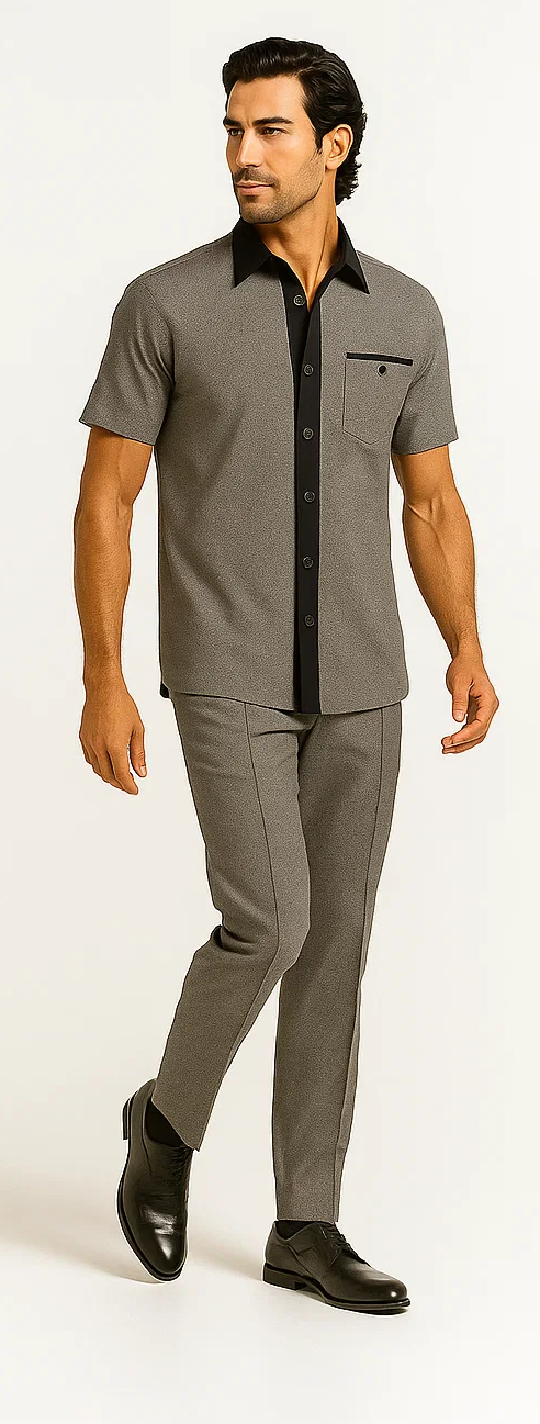 Mens Houndstooth Walking Suit by Dreams by Zacchi - 2 Piece Lei sure Set in brown/tan-$99