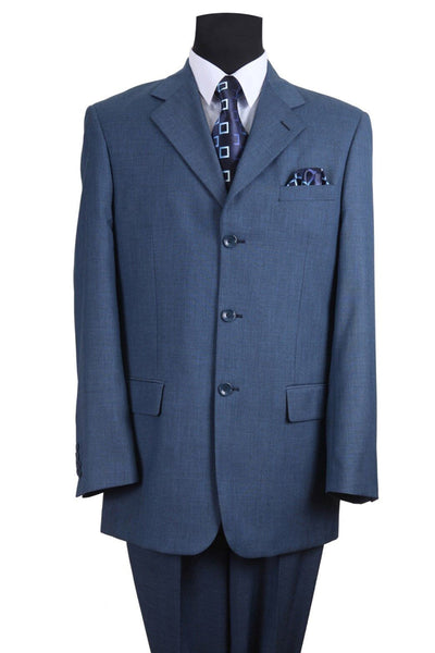 Mens 3 Button Texured Classic Fit Pleated Pant Suit in Blue by Fortino Landiin