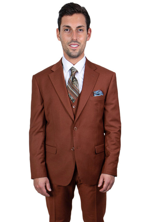 Men's Sophisticated Brown Vested Stacy Adams Basic 2-Button Suit