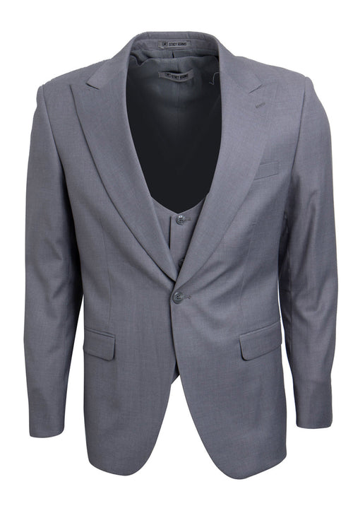 Answer: Men's Light Grey Vest One-Button Suit by Stacy Adams
