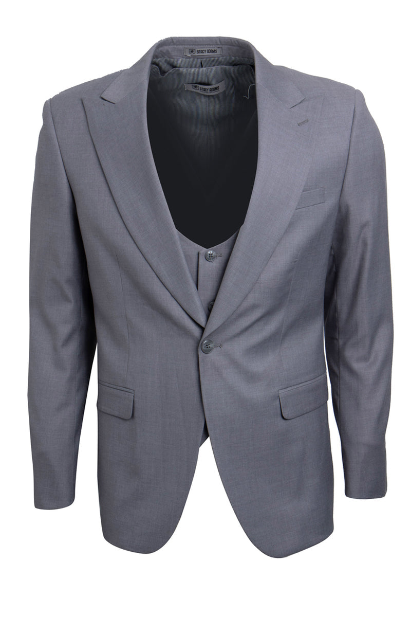 Answer: Men's Light Grey Vest One-Button Suit by Stacy Adams