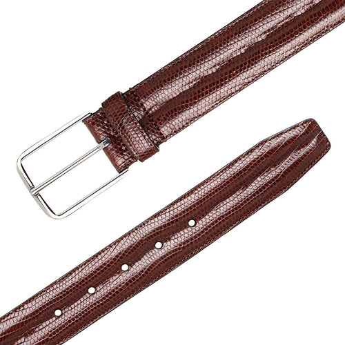 Mezlan Classic Lizard Belt - Dark Brown