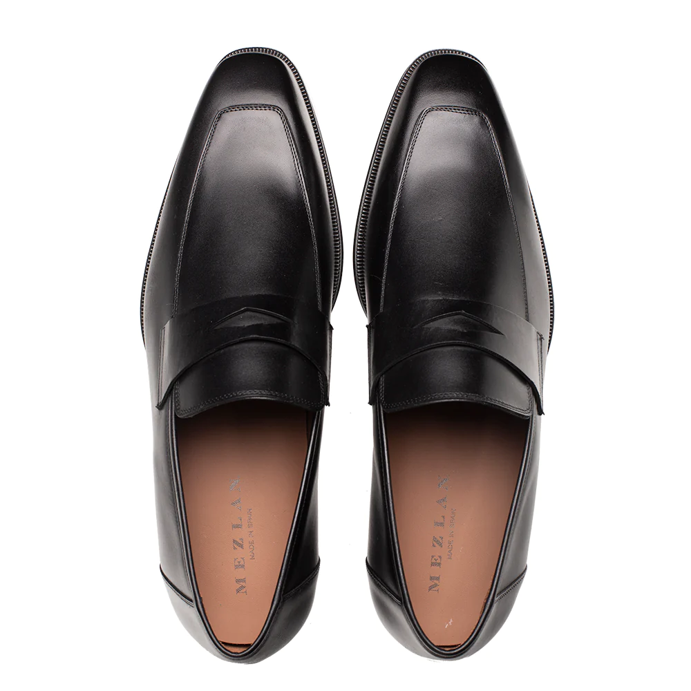 Mezlan Avenue Rubber Sole Penny Loafers Black (20910)
