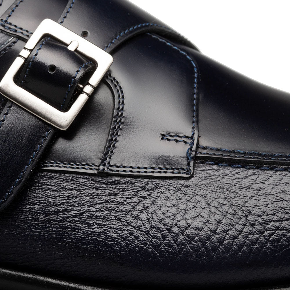 Mezlan Pego Deerskin Monk Strap Navy (21158)