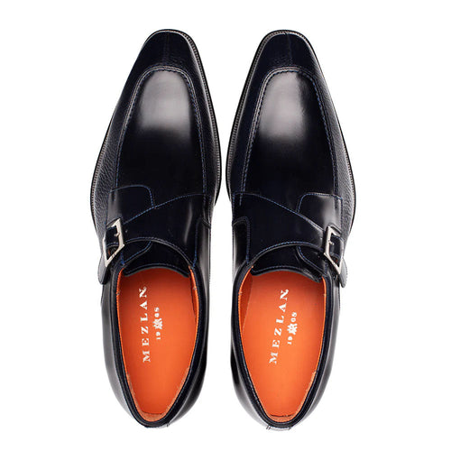 Mezlan Pego Deerskin Monk Strap Navy (21158)