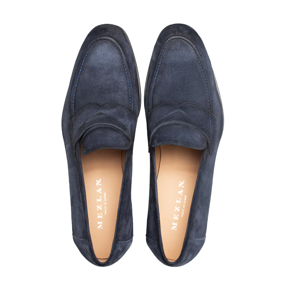 Mezlan Caro Suede Penny Loafer Navy (21312)