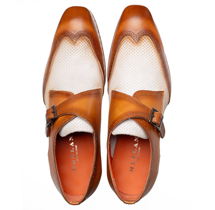 Mezlan Blanes: Luxury Leather Spectator Monk Strap