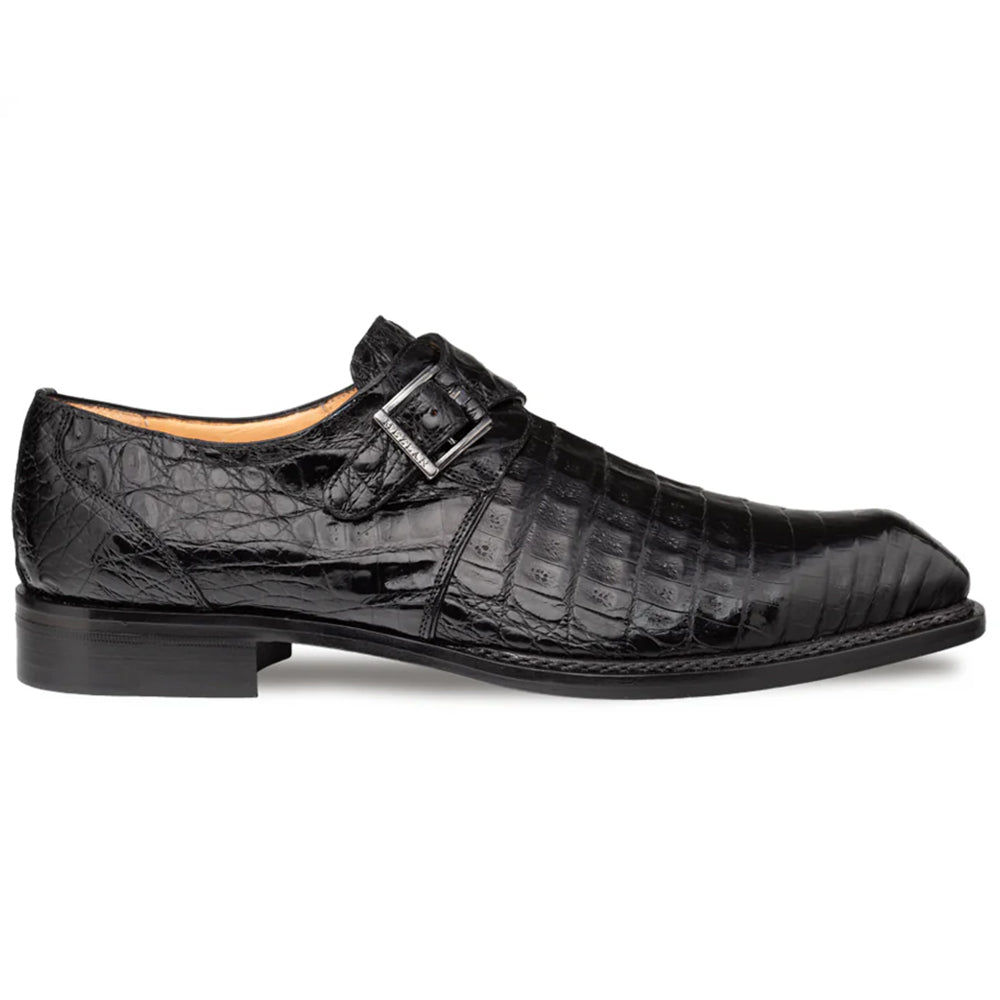 Mezlan Gigolo Crocodile Monk Strap Black (50056-F)