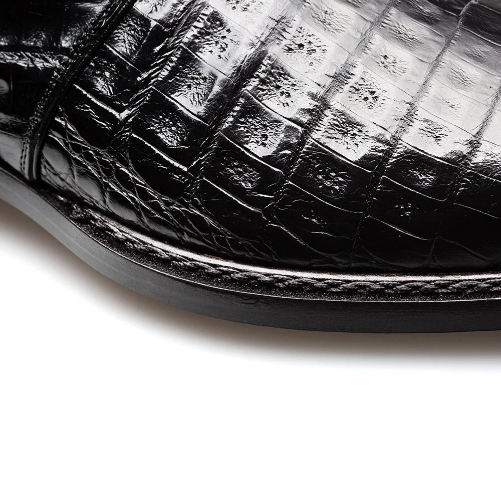 Mezlan Gigolo Crocodile Monk Strap Black (50056-F)