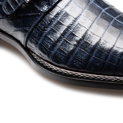 Mezlan Gigolo Crocodile Monk Strap - Luxury Italian Leather Shoe